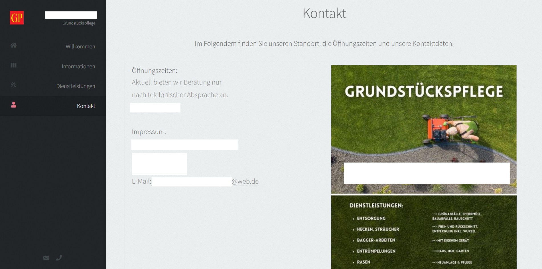 GP Grundstückspflege Website Screenshot